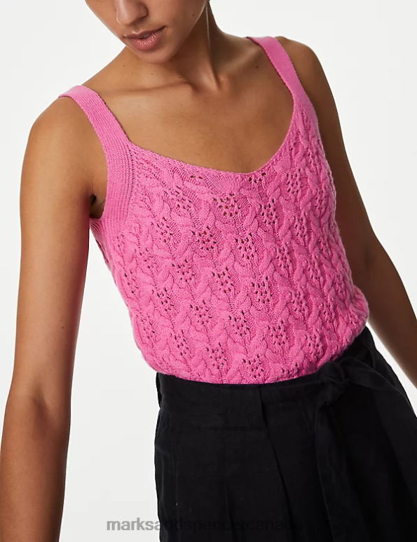 Women Blossom Clothing Marks & Spencer Cotton Rich Textured V-Neck Knitted Vest 20VTD1398 - Marks and Spencer outlet