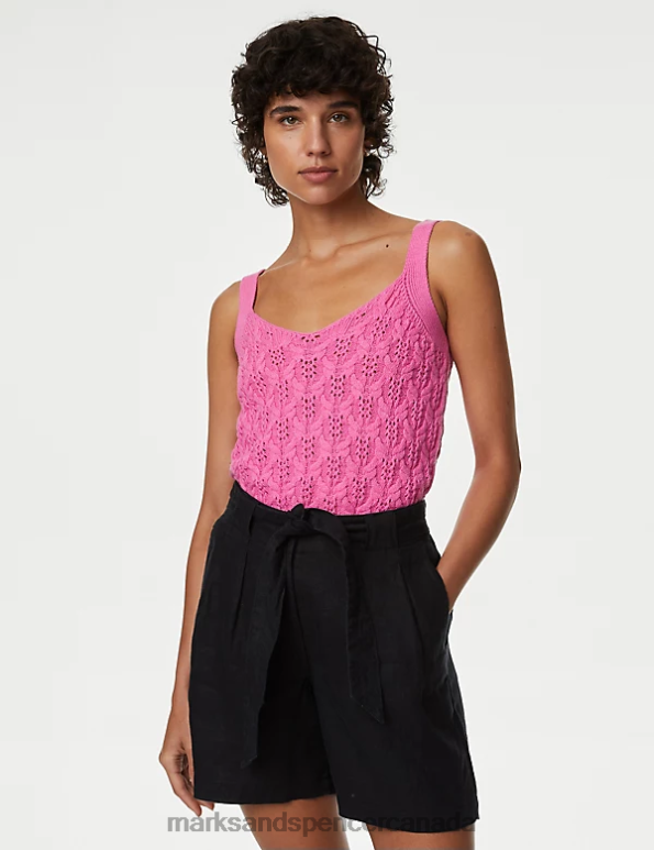 Women Blossom Clothing Marks & Spencer Cotton Rich Textured V-Neck Knitted Vest 20VTD1398 - Marks and Spencer outlet