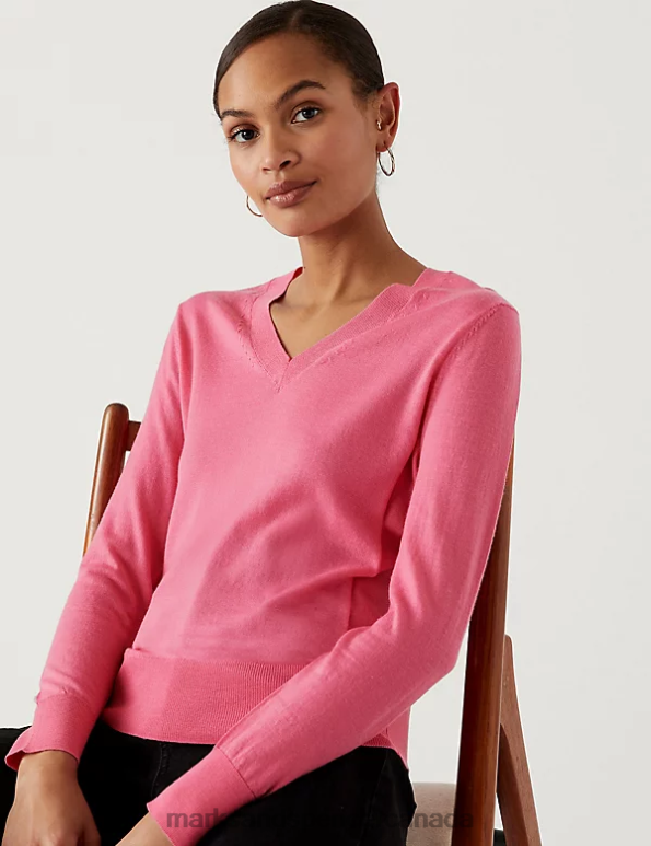 Marks and Spencer sale - Women Blossom Clothing Marks & Spencer Pure Merino Wool V-Neck Jumper 20VTD1923