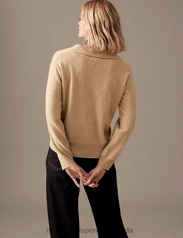 Marks and Spencer near me - Women Camel Clothing Marks & Spencer Pure Cashmere Collared Relaxed Jumper 20VTD3112