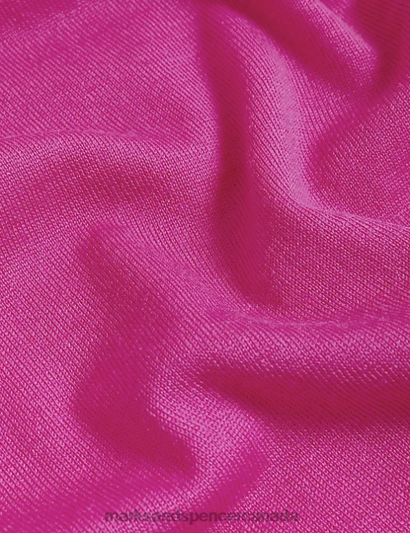 Women Cerise Clothing Marks & Spencer Pure Merino Wool Crew Neck Cardigan 20VTD1019 - Marks and Spencer Canada locations