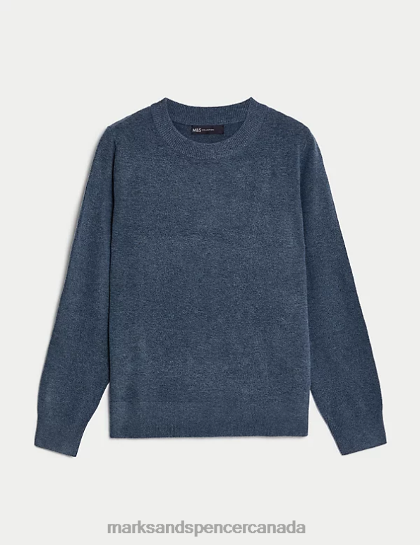 Women Dark Airforce Clothing Marks & Spencer Recycled Blend Crew Neck Jumper 20VTD501 - Marks and Spencer online