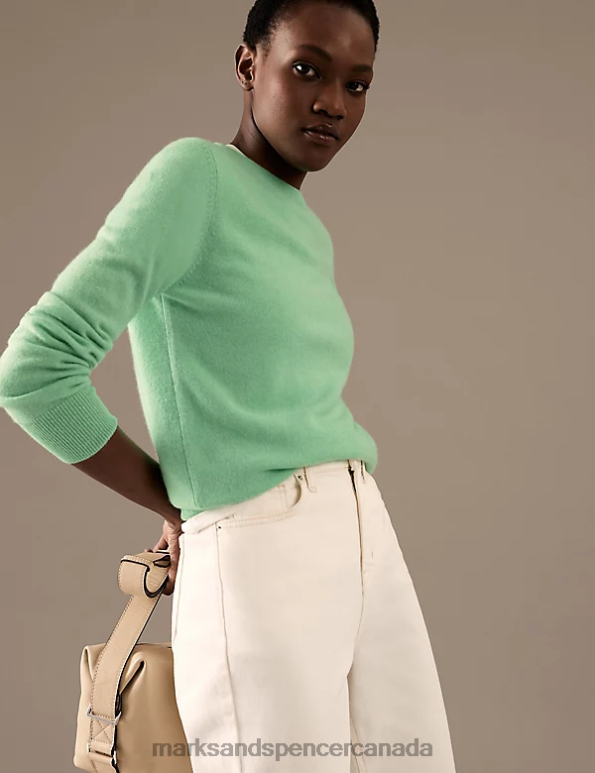 Marks and Spencer sale - Women Fresh Mint Clothing Marks & Spencer Pure Cashmere Crew Neck Jumper 20VTD3508
