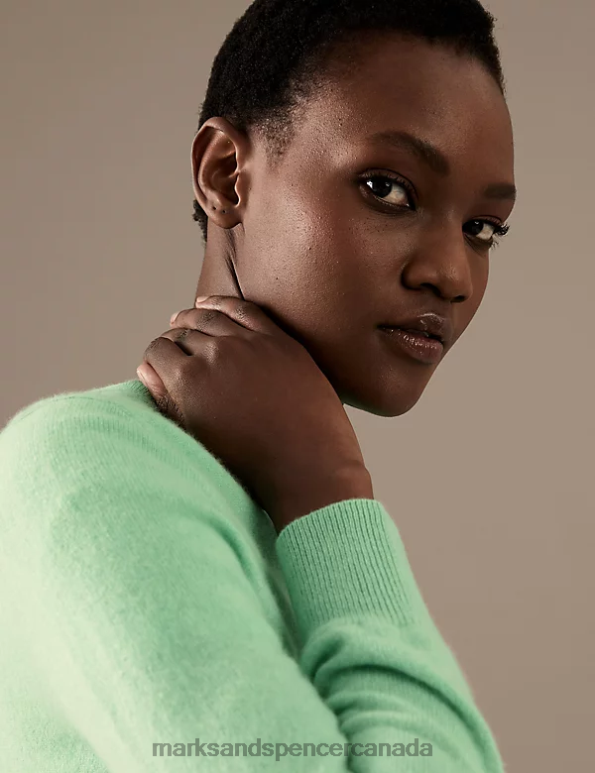 Marks and Spencer sale - Women Fresh Mint Clothing Marks & Spencer Pure Cashmere Crew Neck Jumper 20VTD3508