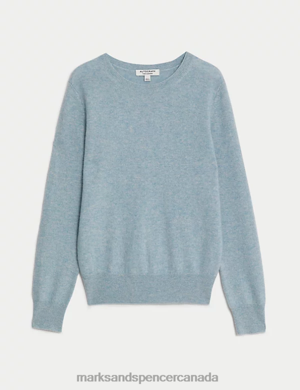 Marks and Spencer Canada - Women Grey Blue Clothing Marks & Spencer Pure Cashmere Crew Neck Jumper 20VTD3506