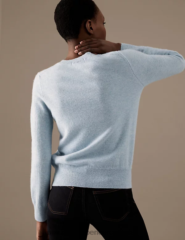 Marks and Spencer Canada - Women Grey Blue Clothing Marks & Spencer Pure Cashmere Crew Neck Jumper 20VTD3506