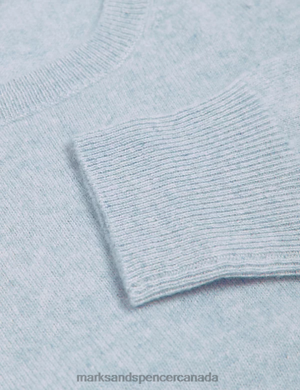 Marks and Spencer Canada - Women Grey Blue Clothing Marks & Spencer Pure Cashmere Crew Neck Jumper 20VTD3506