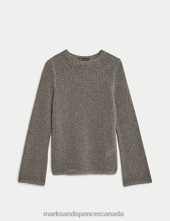 Women Grey Clothing Marks & Spencer Cotton Blend Sparkly Textured Jumper 20VTD678 - Marks and Spencer outlet