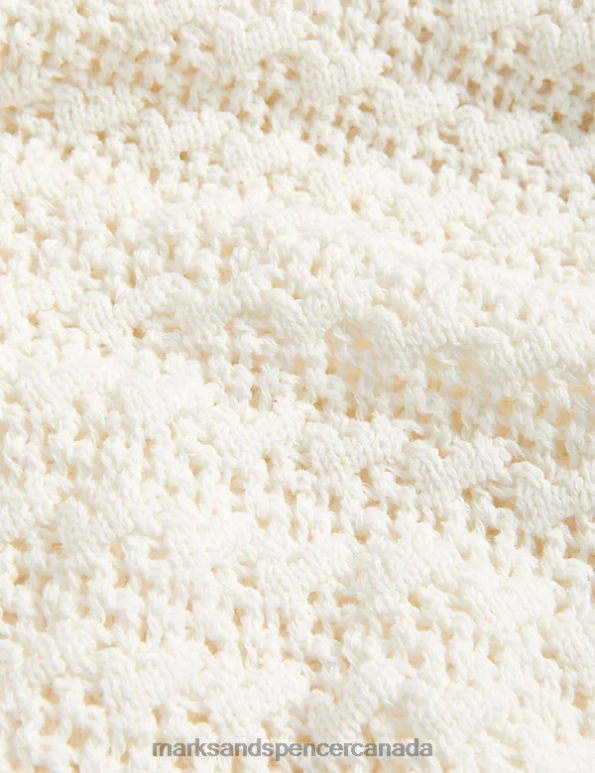 Women Ivory Clothing Marks & Spencer Cotton Blend Textured Crew Neck Jumper 20VTD589 - Marks and Spencer online