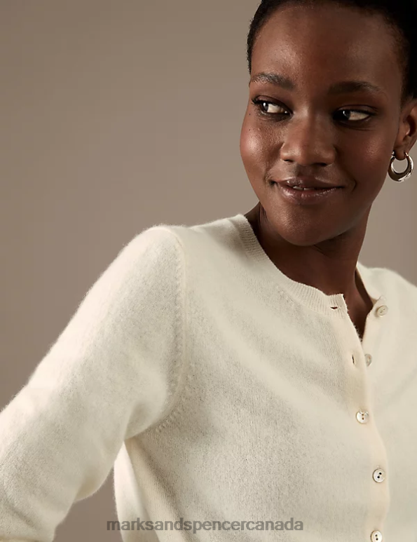 Marks and Spencer near me - Women Ivory Clothing Marks & Spencer Pure Cashmere Crew Neck Cardigan 20VTD2904