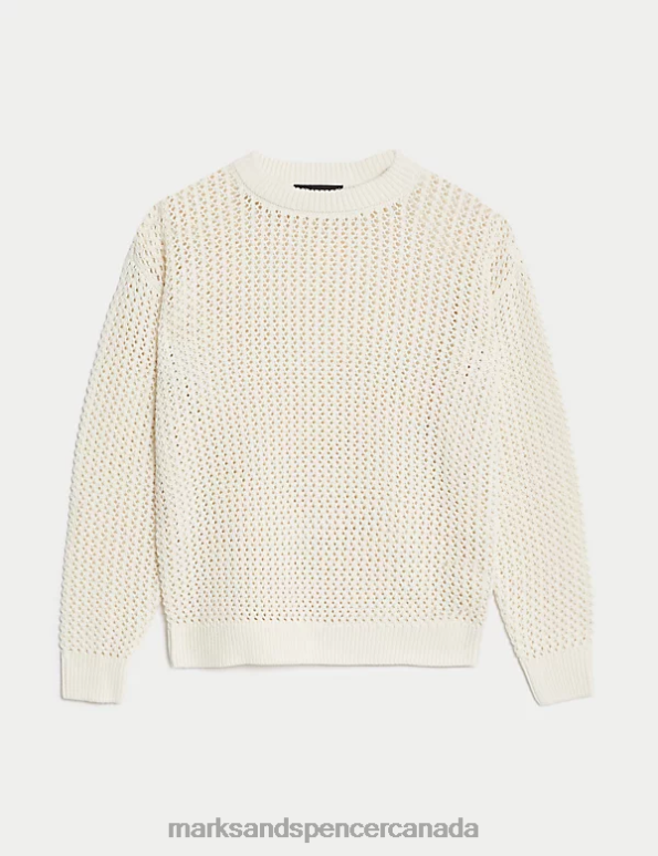 Marks and Spencer Canada - Women Ivory Clothing Marks & Spencer Pure Cotton Textured Jumper 20VTD321