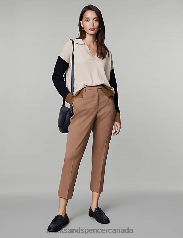 Women Ivory Clothing Marks & Spencer Pure Merino Wool Colour Block Jumper 20VTD787 - Marks and Spencer Canada locations