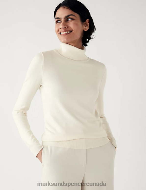 Women Ivory Clothing Marks & Spencer Roll Neck Jumper 20VTD1349 - Marks and Spencer outlet