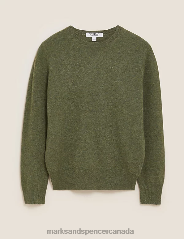 Marks and Spencer near me - Women Khaki Marl Clothing Marks & Spencer Pure Cashmere Crew Neck Jumper 20VTD3507