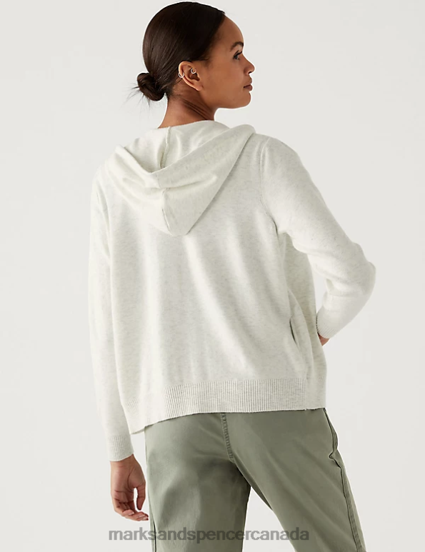 Marks and Spencer sale - Women Light Grey Clothing Marks & Spencer Soft Touch Textured Zip Up Relaxed Hoodie 20VTD1392