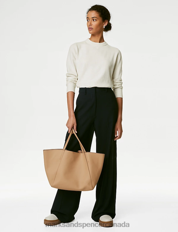 Marks and Spencer Canada - Women Light Natural Clothing Marks & Spencer Recycled Blend Crew Neck Jumper 20VTD498