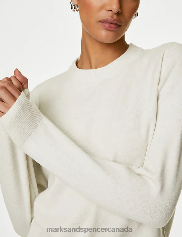 Marks and Spencer Canada - Women Light Natural Clothing Marks & Spencer Recycled Blend Crew Neck Jumper 20VTD498