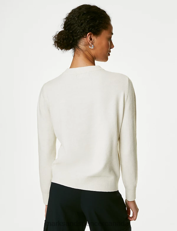 Marks and Spencer Canada - Women Light Natural Clothing Marks & Spencer Recycled Blend Crew Neck Jumper 20VTD498