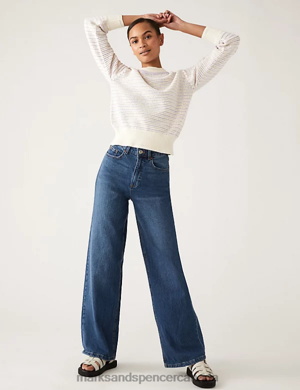 Marks and Spencer sale - Women Lilac Mix Clothing Marks & Spencer Cotton Rich Striped Relaxed Jumper 20VTD1365