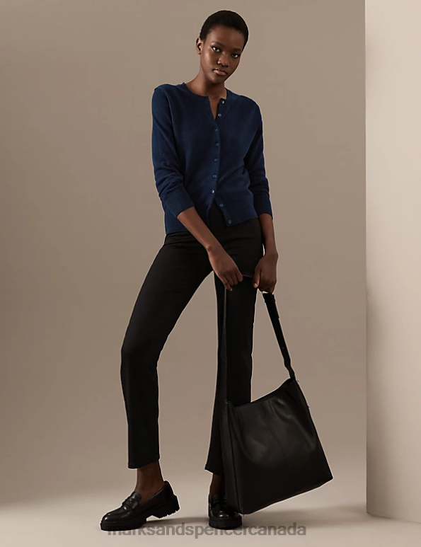 Women Medium Navy Clothing Marks & Spencer Pure Cashmere Crew Neck Cardigan 20VTD2901 - Marks and Spencer Canada locations