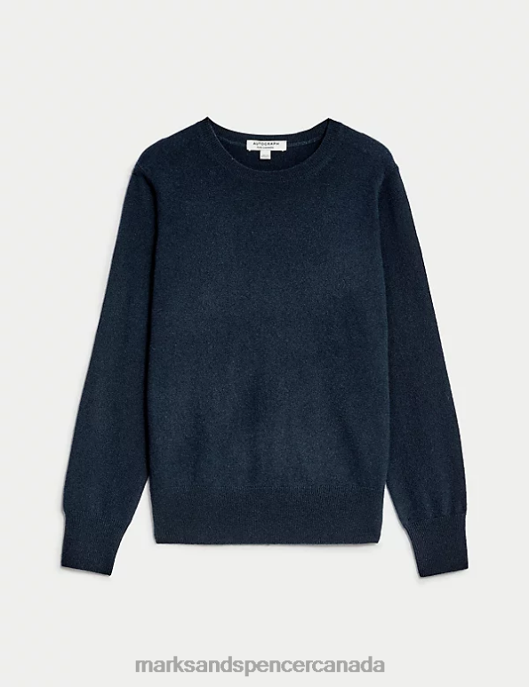 Women Medium Navy Clothing Marks & Spencer Pure Cashmere Crew Neck Jumper 20VTD3505 - Marks and Spencer outlet