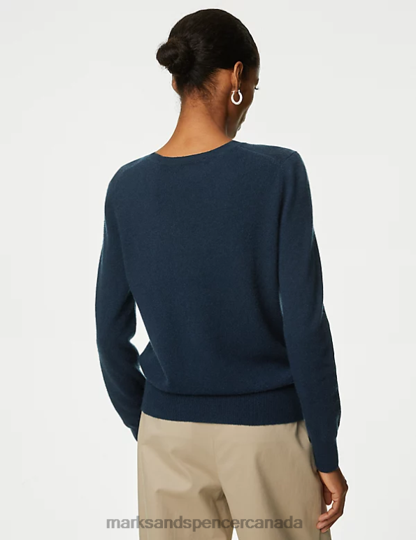 Women Medium Navy Clothing Marks & Spencer Pure Cashmere Crew Neck Jumper 20VTD3505 - Marks and Spencer outlet