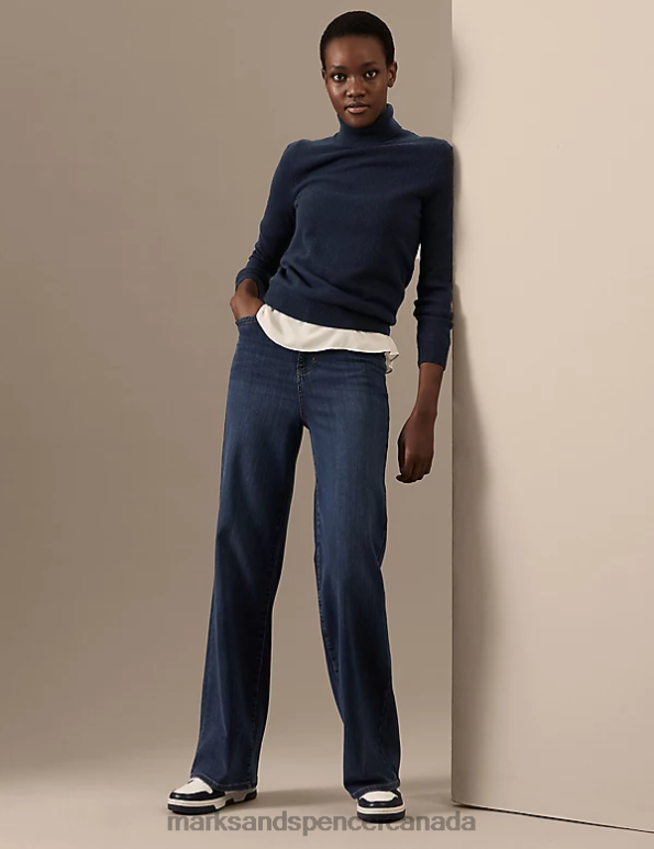 Marks and Spencer near me - Women Medium Navy Clothing Marks & Spencer Pure Cashmere Roll Neck Jumper 20VTD3424