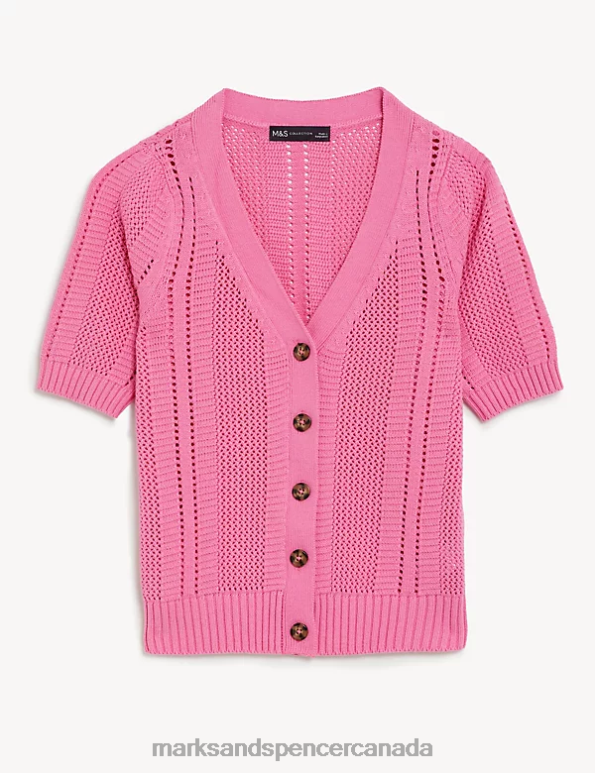 Marks and Spencer near me - Women Medium Pink Clothing Marks & Spencer Cotton Rich Textured V-Neck Cardigan 20VTD1830