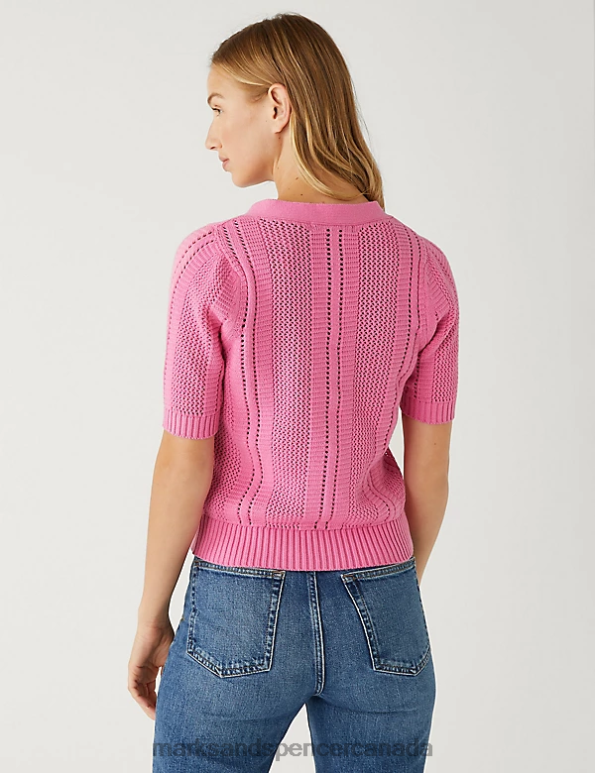 Marks and Spencer near me - Women Medium Pink Clothing Marks & Spencer Cotton Rich Textured V-Neck Cardigan 20VTD1830
