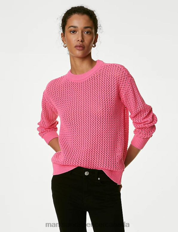 Marks and Spencer near me - Women Medium Pink Clothing Marks & Spencer Pure Cotton Textured Jumper 20VTD21
