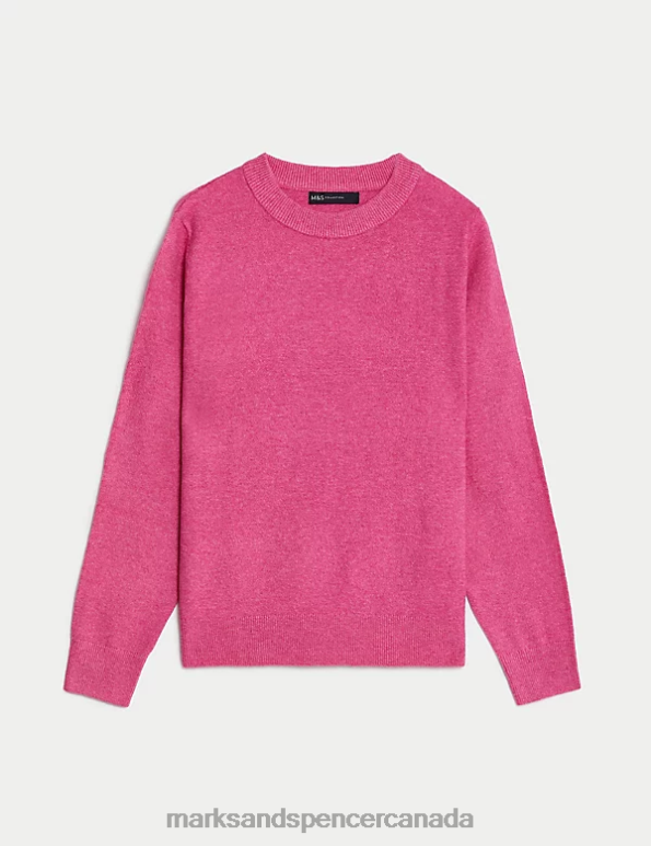 Women Medium Pink Clothing Marks & Spencer Recycled Blend Crew Neck Jumper 20VTD182 - Marks and Spencer Canada locations