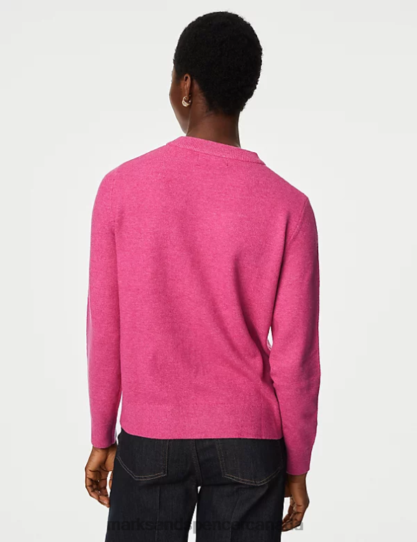 Women Medium Pink Clothing Marks & Spencer Recycled Blend Crew Neck Jumper 20VTD182 - Marks and Spencer Canada locations