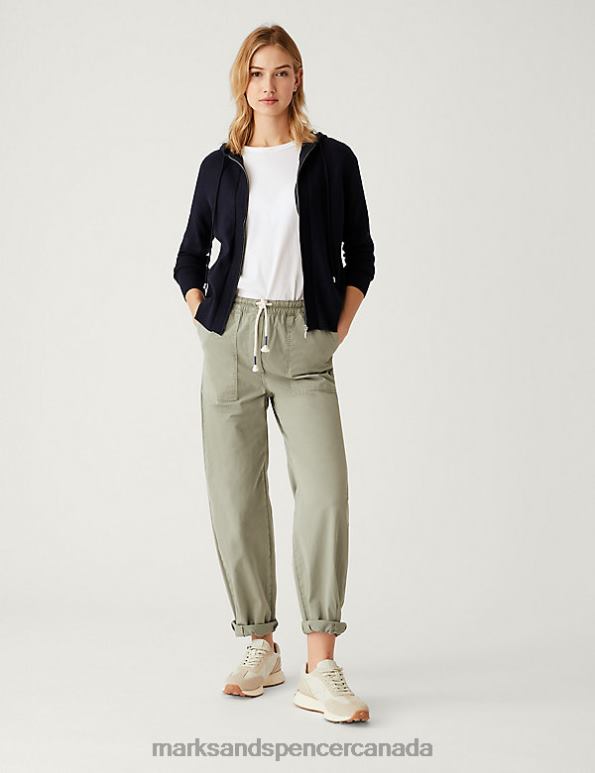 Women Midnight Navy Clothing Marks & Spencer Soft Touch Textured Zip Up Relaxed Hoodie 20VTD1024 - Marks and Spencer outlet