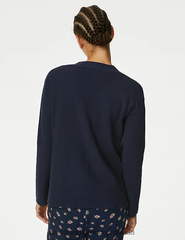 Women Midnight Navy Clothing Marks & Spencer Soft Touch V-Neck Button Front Cardigan 20VTD494 - Marks and Spencer outlet
