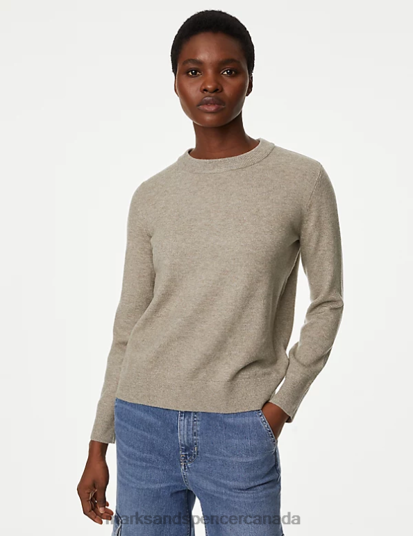Marks and Spencer sale - Women Mocha Clothing Marks & Spencer Recycled Blend Crew Neck Jumper 20VTD500