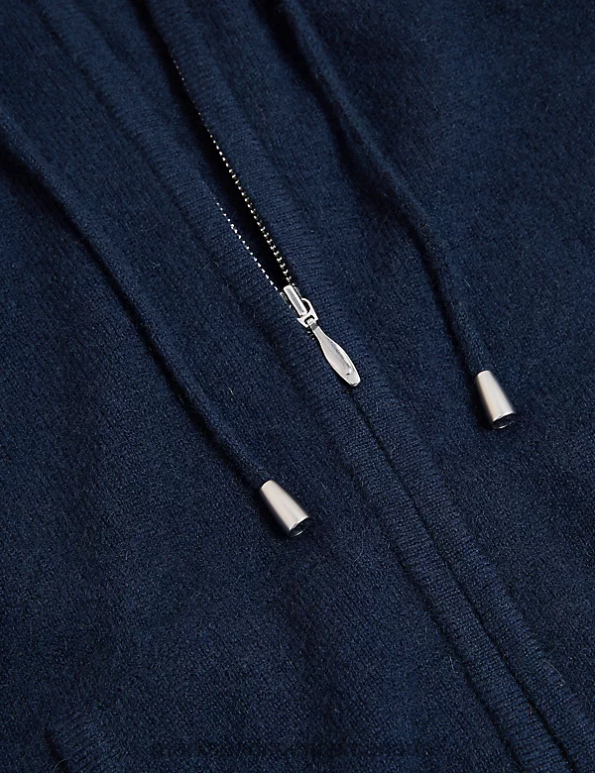 Women Navy Clothing Marks & Spencer Pure Cashmere Knitted Relaxed Hoodie 20VTD3019 - Marks and Spencer online