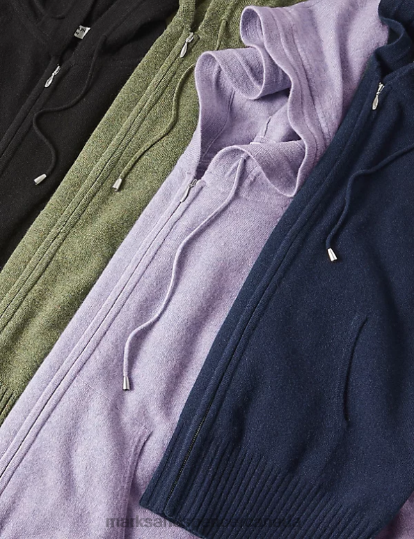 Women Navy Clothing Marks & Spencer Pure Cashmere Knitted Relaxed Hoodie 20VTD3019 - Marks and Spencer online
