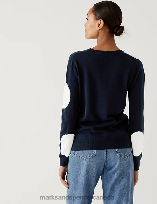 Marks and Spencer sale - Women Navy Mix Clothing Marks & Spencer Supersoft Spot Print Crew Neck Jumper 20VTD2999