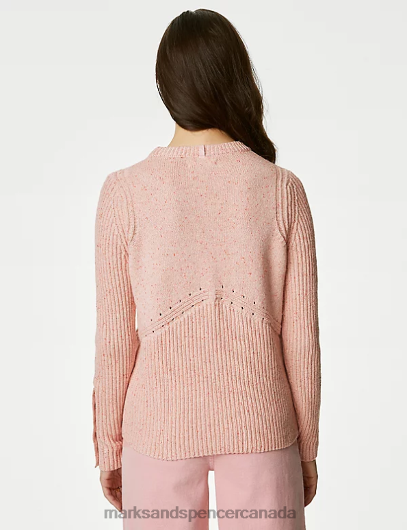 Women Pink Mix Clothing Marks & Spencer Cotton Rich Jumper with Wool 20VTD358 - Marks and Spencer online