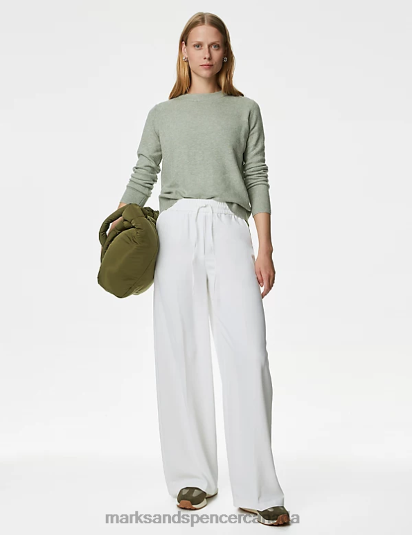 Marks and Spencer near me - Women Soft Green Clothing Marks & Spencer Recycled Blend Crew Neck Jumper 20VTD499