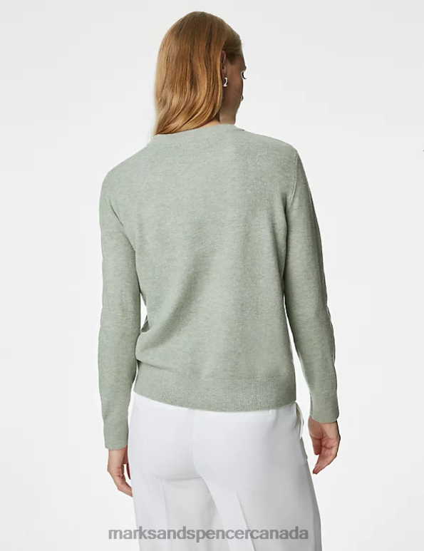Marks and Spencer near me - Women Soft Green Clothing Marks & Spencer Recycled Blend Crew Neck Jumper 20VTD499