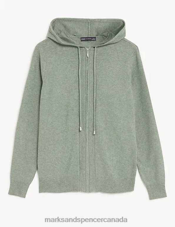 Marks and Spencer near me - Women Soft Khaki Clothing Marks & Spencer Soft Touch Textured Zip Up Relaxed Hoodie 20VTD1391