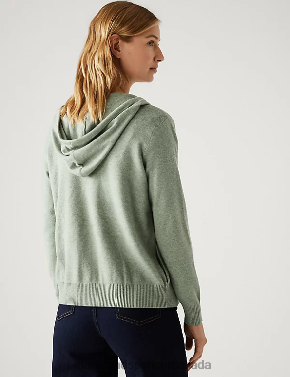 Marks and Spencer near me - Women Soft Khaki Clothing Marks & Spencer Soft Touch Textured Zip Up Relaxed Hoodie 20VTD1391
