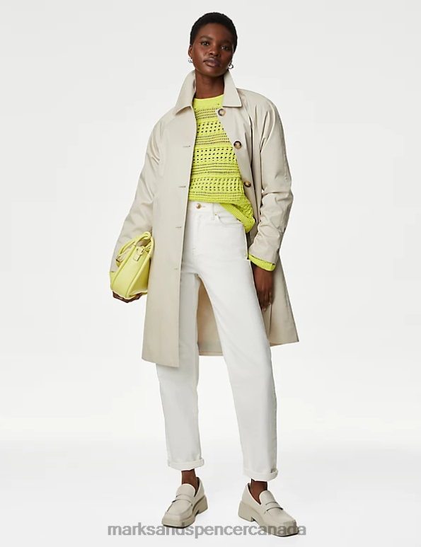 Women Soft Lime Clothing Marks & Spencer Cotton Blend Pointelle Crew Neck Jumper 20VTD432 - Marks and Spencer outlet