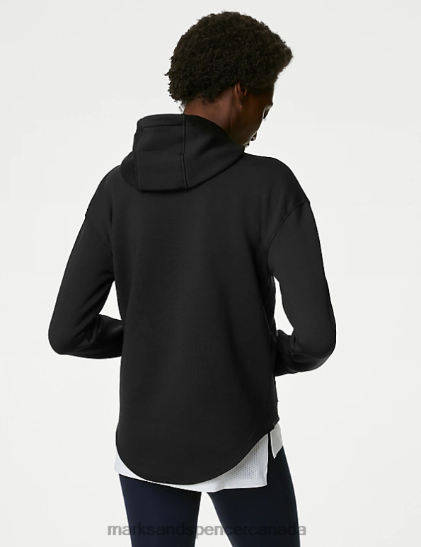 Women Black Clothing Marks & Spencer Ultraheat Half Zip Relaxed Hoodie 20VTD1881 - Marks and Spencer outlet