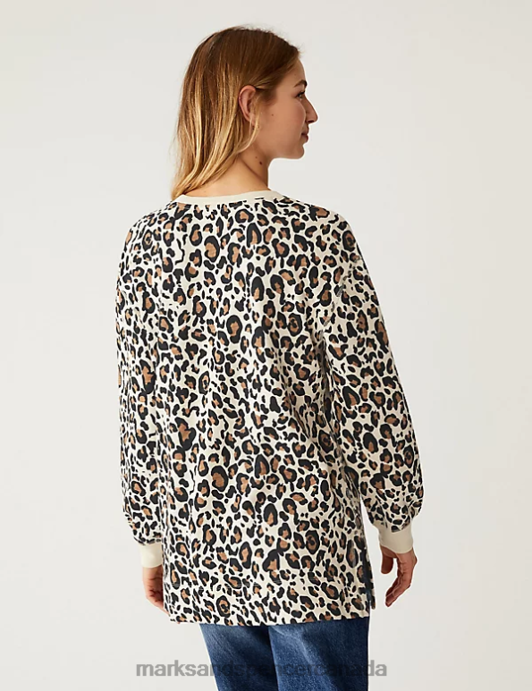 Marks and Spencer Canada - Women Brown Mix Clothing Marks & Spencer Pure Cotton Animal Print Sweatshirt 20VTD2548