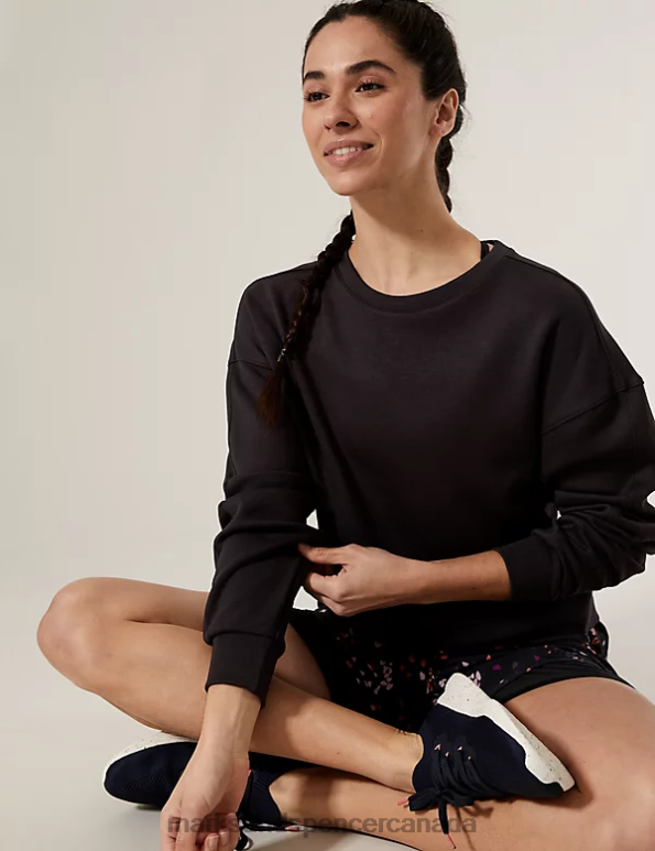 Marks and Spencer sale - Women Carbon Clothing Marks & Spencer Crew Neck Long Sleeve Cropped Sweatshirt 20VTD3223