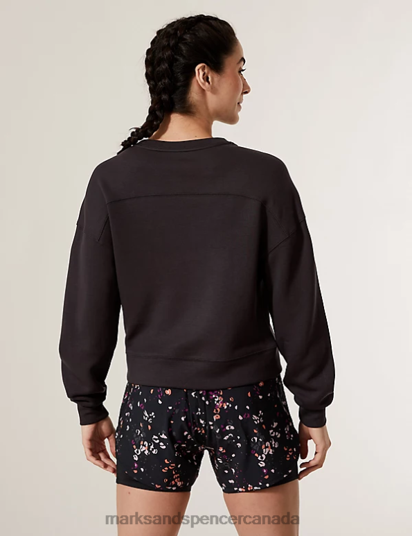 Marks and Spencer sale - Women Carbon Clothing Marks & Spencer Crew Neck Long Sleeve Cropped Sweatshirt 20VTD3223