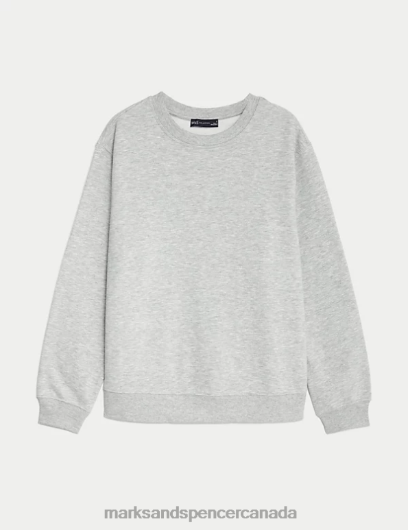 Marks and Spencer near me - Women Grey Marl Clothing Marks & Spencer Cotton Rich Crew Neck Sweatshirt 20VTD2097