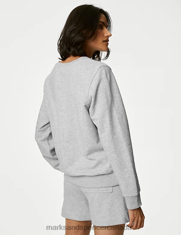 Marks and Spencer near me - Women Grey Marl Clothing Marks & Spencer The Cotton Rich Crew Neck Sweatshirt 20VTD3217